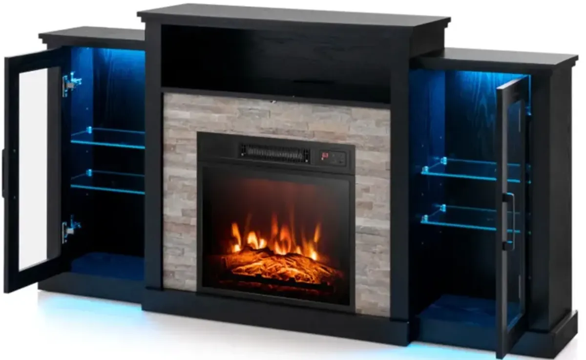 Hivvago Fireplace TV Stand with 16-Color Led Lights for TVs up to 65 Inch