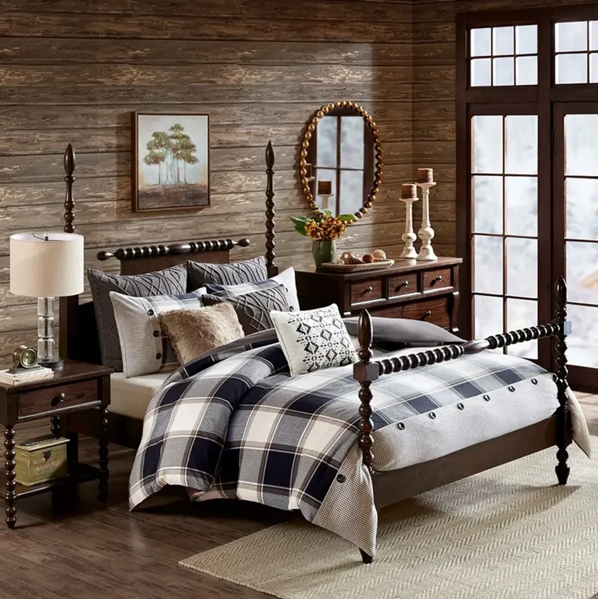 Gracie Mills Obrien Rustic Retreat 8-Piece Cotton Jacquard Comforter Set