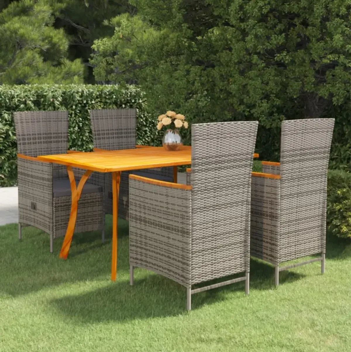 vidaXL 5 Piece Garden Dining Set Gray