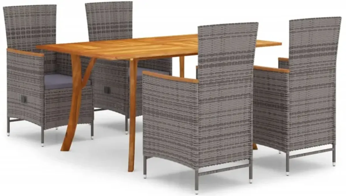 vidaXL 5 Piece Garden Dining Set Gray