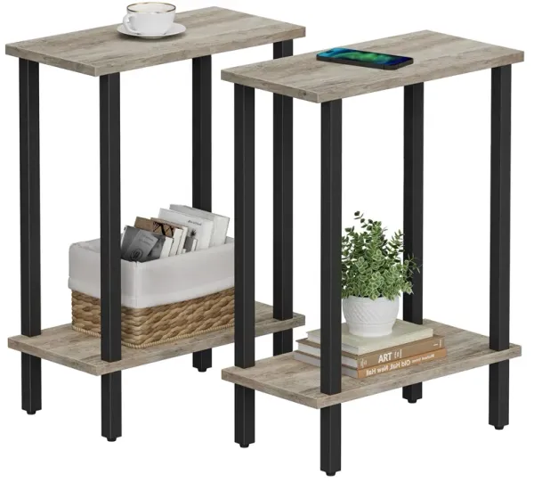 TUTOTAK Small Side Table, Narrow End Table, Skinny Sofa Table, Slim Nightstand, Couch Table, Living Room, Bed Room, Greige TB01B