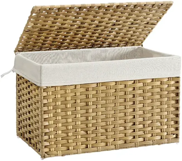 Storage Trunk with Cotton Liner and Metal Frame for Bedroom and Closet