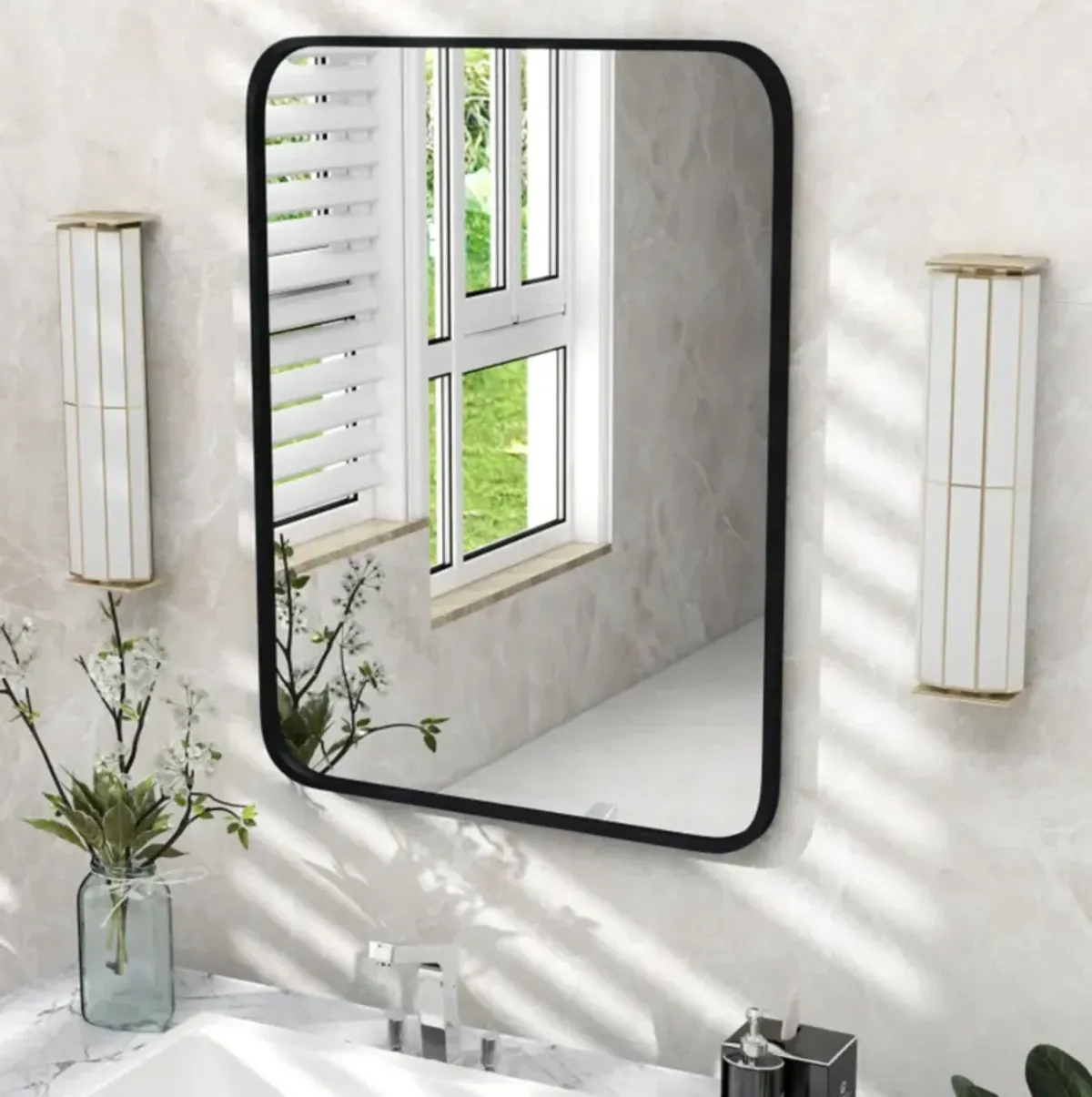 Hivvago 24 x 32 Inch Minimalist Wall Mounted Rectangle Mirror