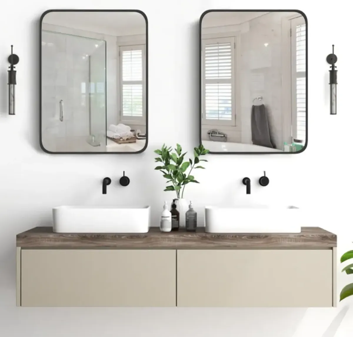 Hivvago 24 x 32 Inch Minimalist Wall Mounted Rectangle Mirror