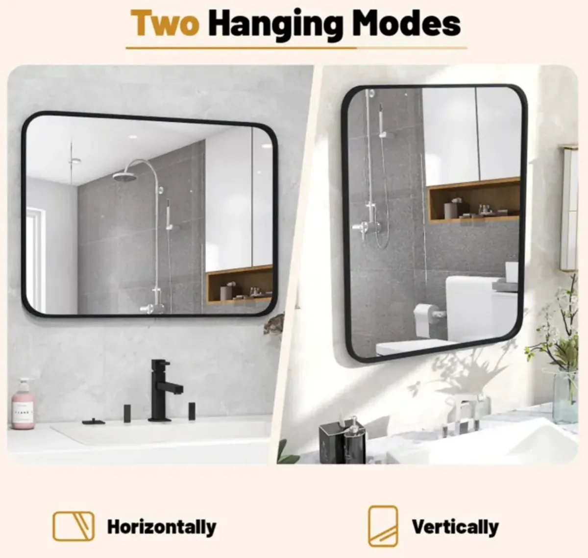 Hivvago 24 x 32 Inch Minimalist Wall Mounted Rectangle Mirror