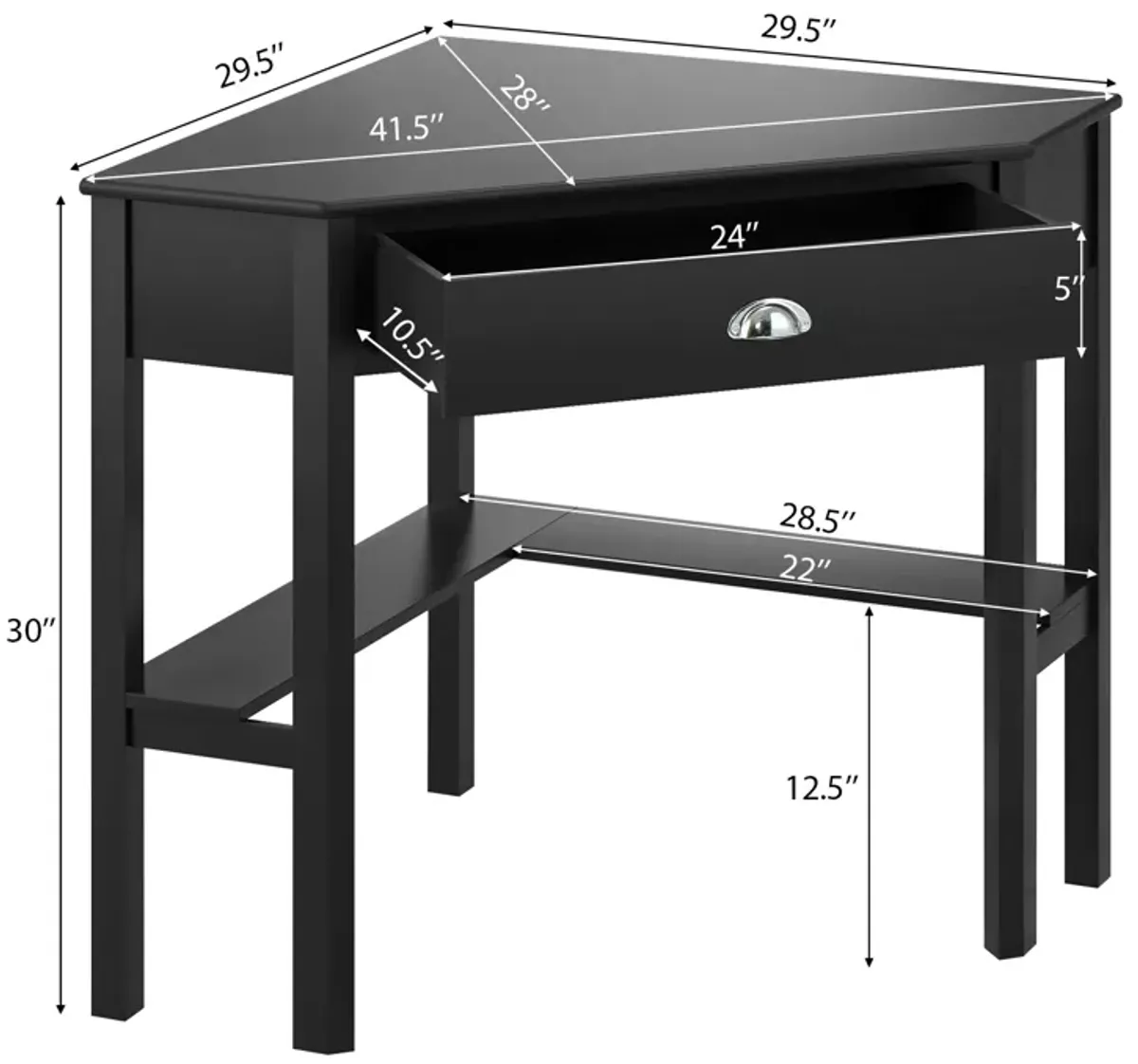 Corner Wooden Piece Laptop Computer Desk