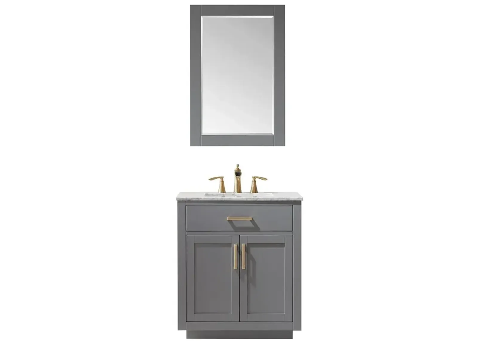 Altair 30 Single Bathroom Vanity Set in Gray with Mirror