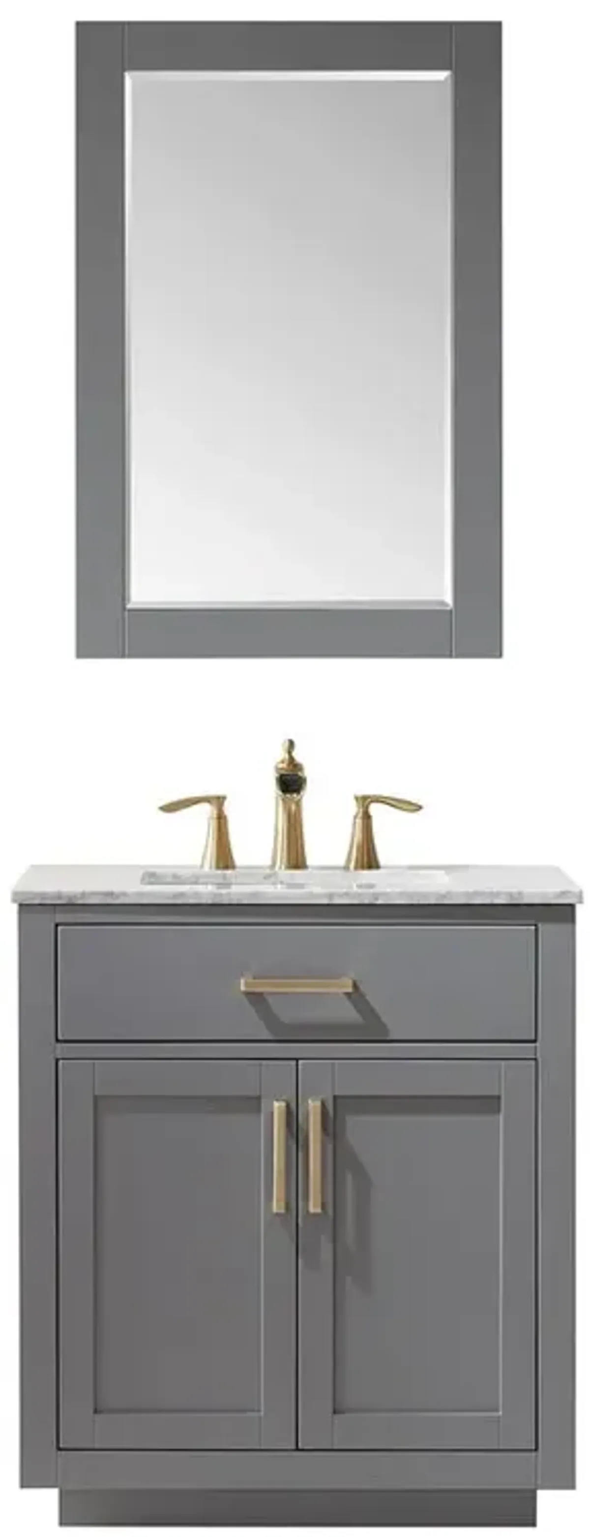 Altair 30 Single Bathroom Vanity Set in Gray with Mirror