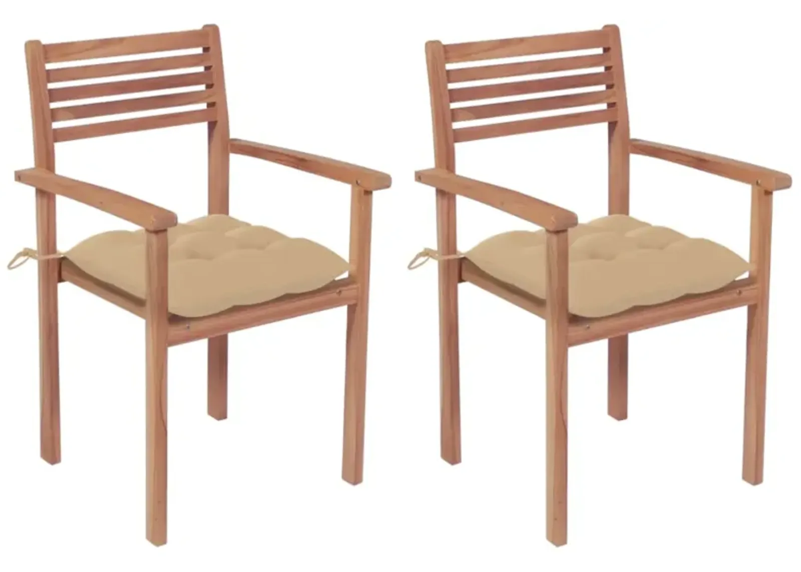 vidaXL Garden Chairs 2 pcs with Beige Cushions Solid Teak Wood