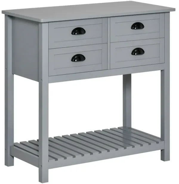 Gray Kitchen Buffet: Sideboard with 4 Drawers and Slatted Shelf