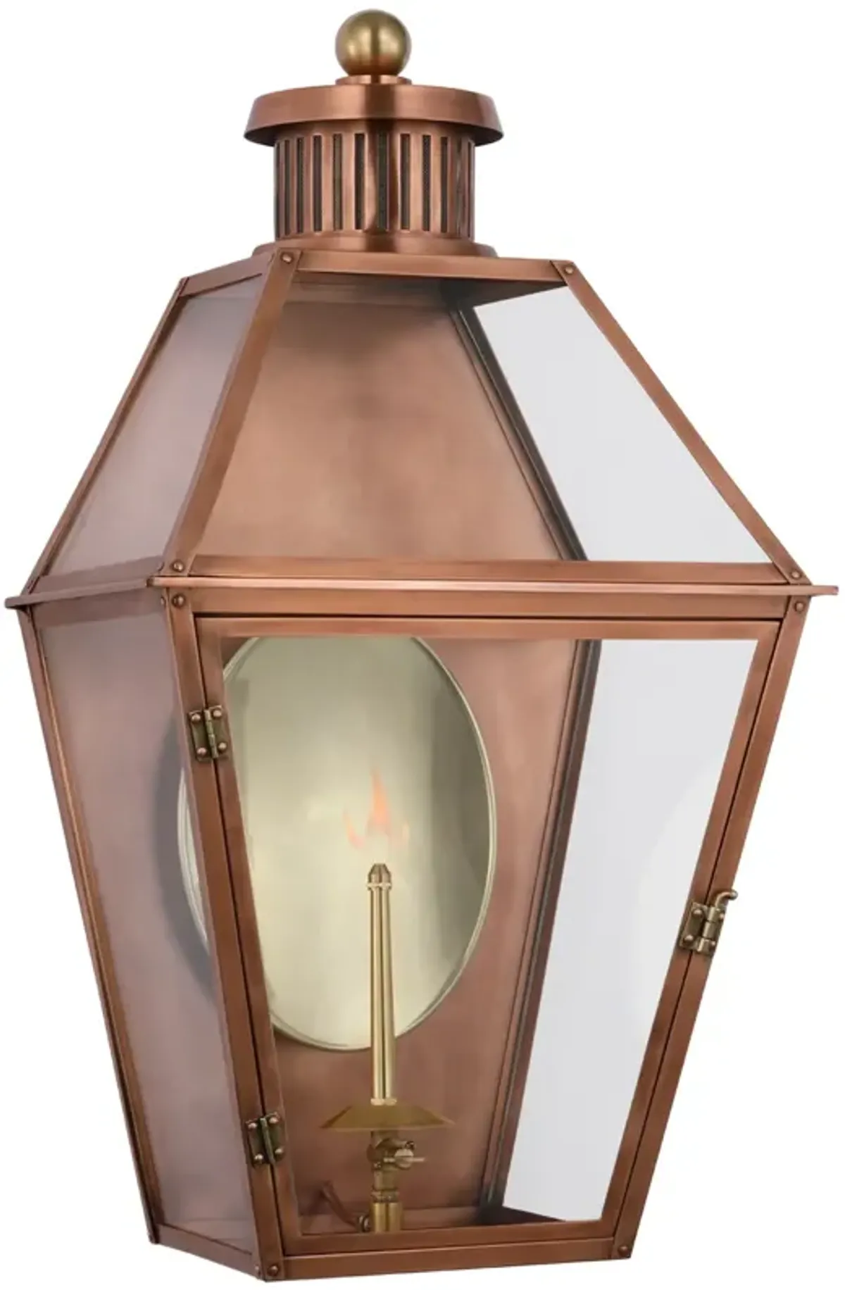 Stratford Small 3/4 Gas Wall Lantern in Soft Copper with Clear Glass