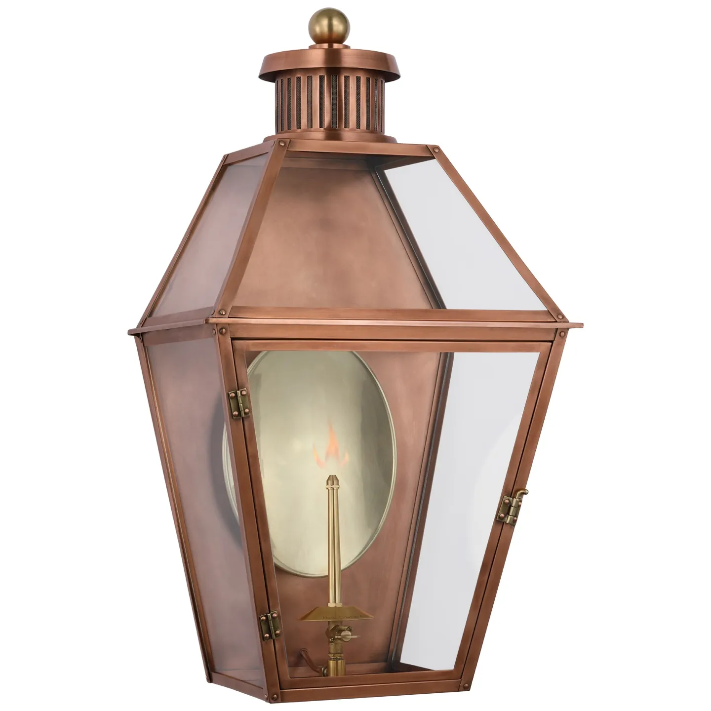 Stratford Small 3/4 Gas Wall Lantern in Soft Copper with Clear Glass