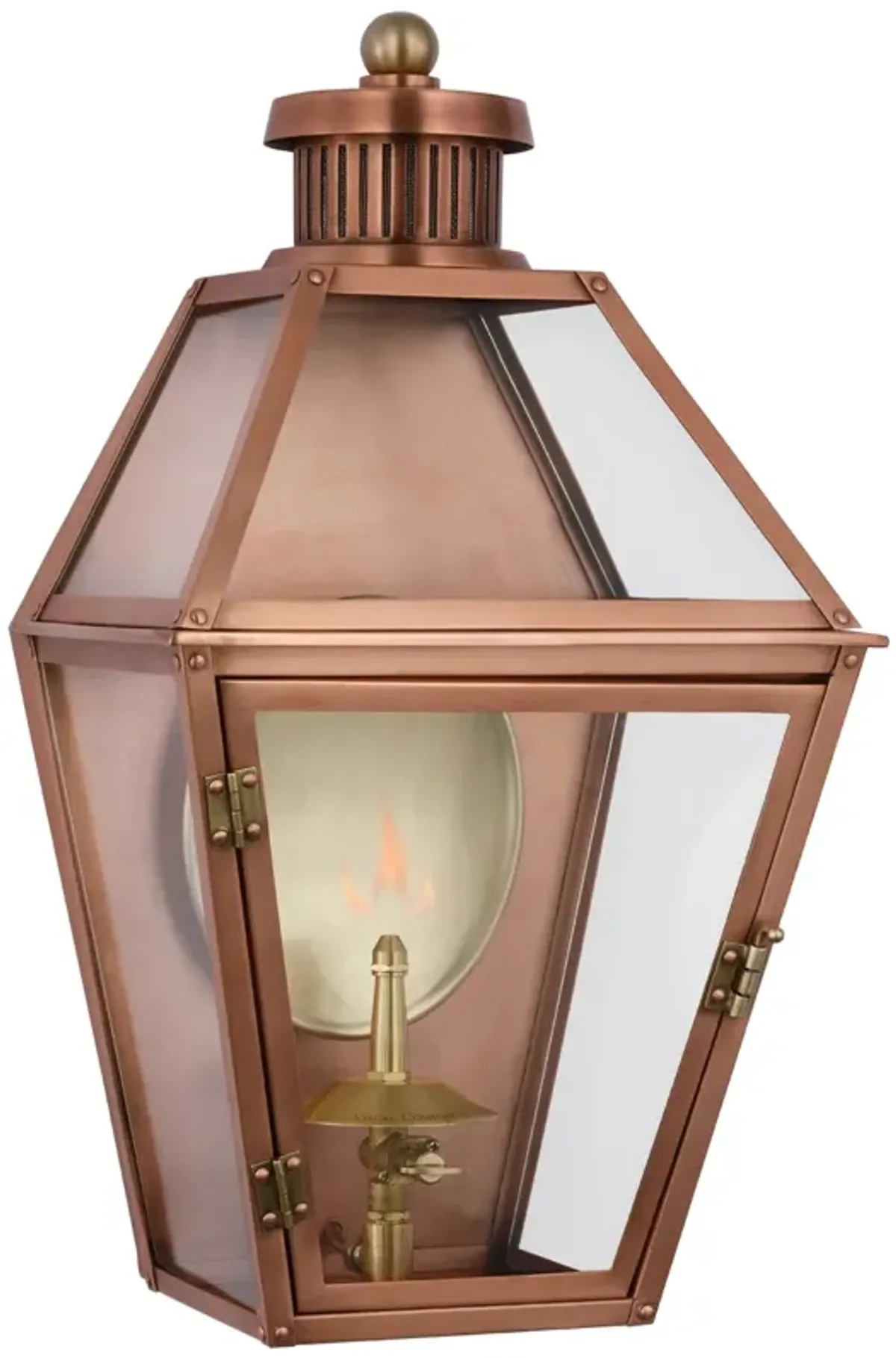 Stratford Small 3/4 Gas Wall Lantern in Soft Copper with Clear Glass