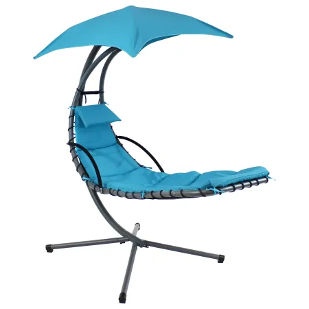 Sunnydaze Floating Lounge Chair with Umbrella/Cushion and Stand