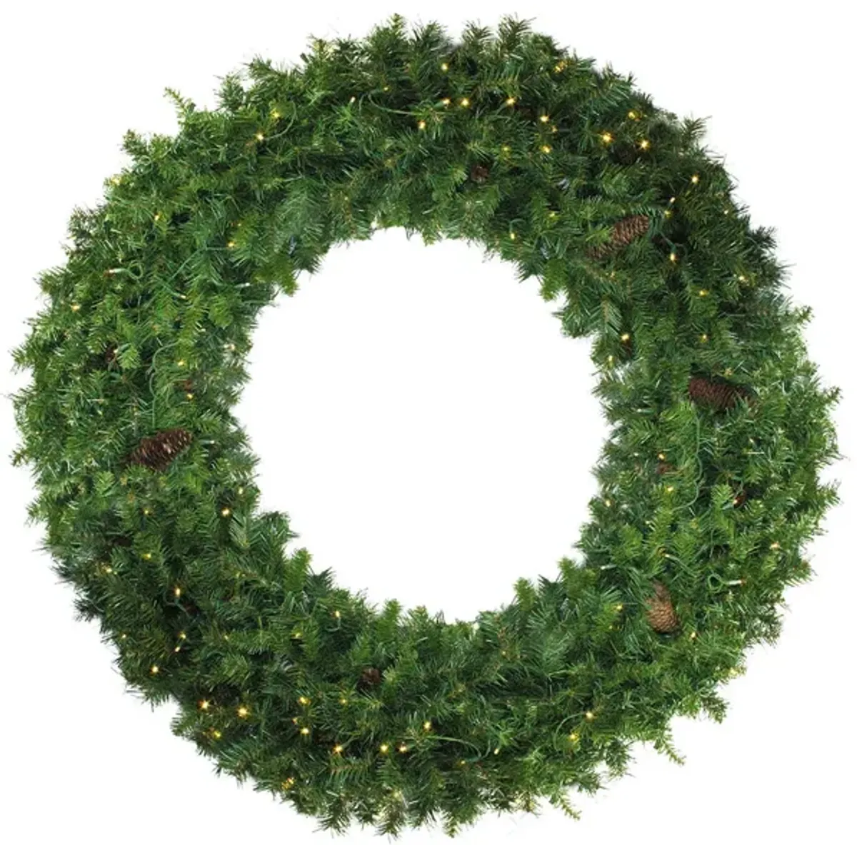 Pre-Lit Dakota Red Pine Artificial Commercial Christmas Wreath  72-Inch  Clear Dura Lights