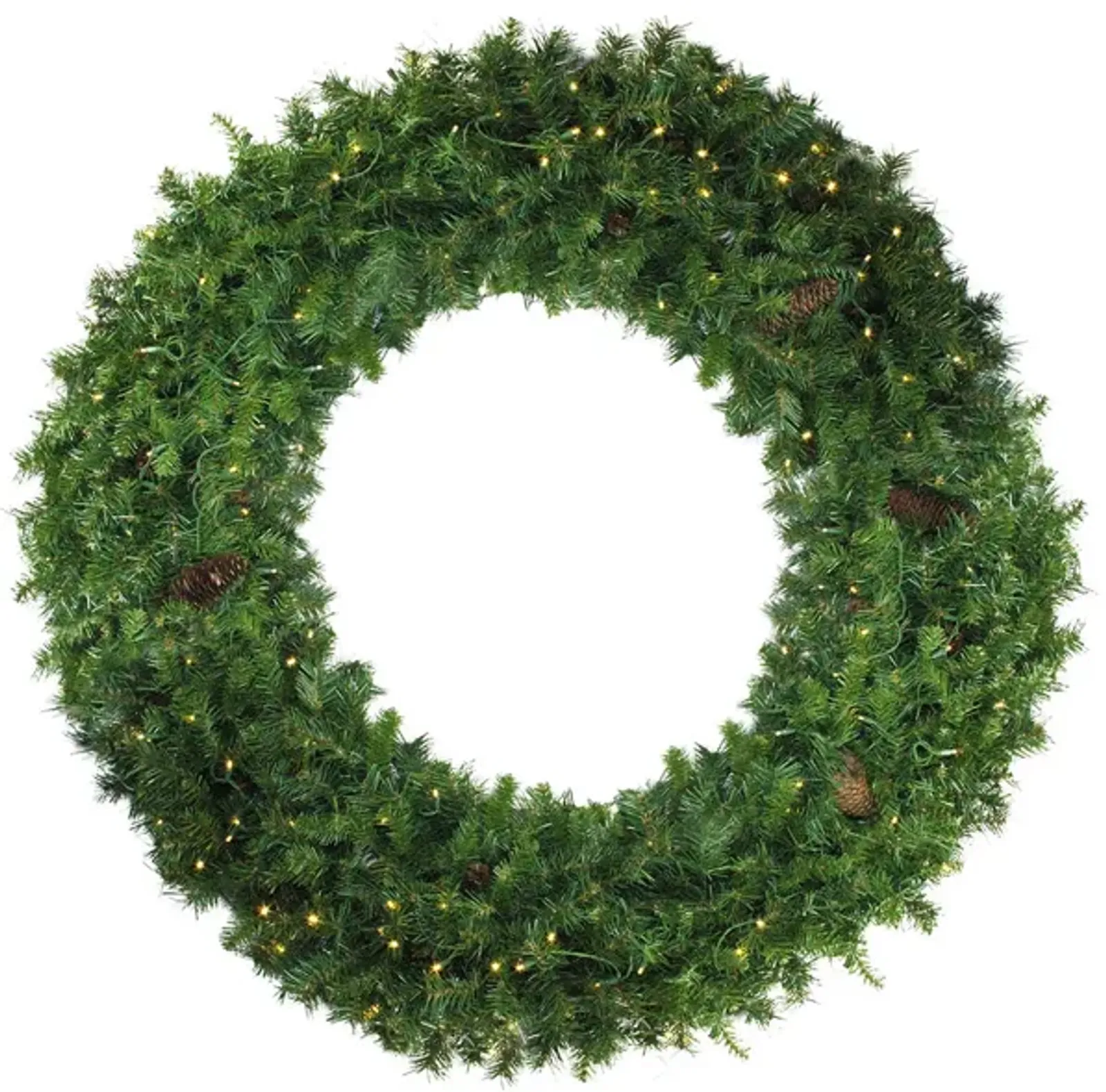 Pre-Lit Dakota Red Pine Artificial Commercial Christmas Wreath  72-Inch  Clear Dura Lights