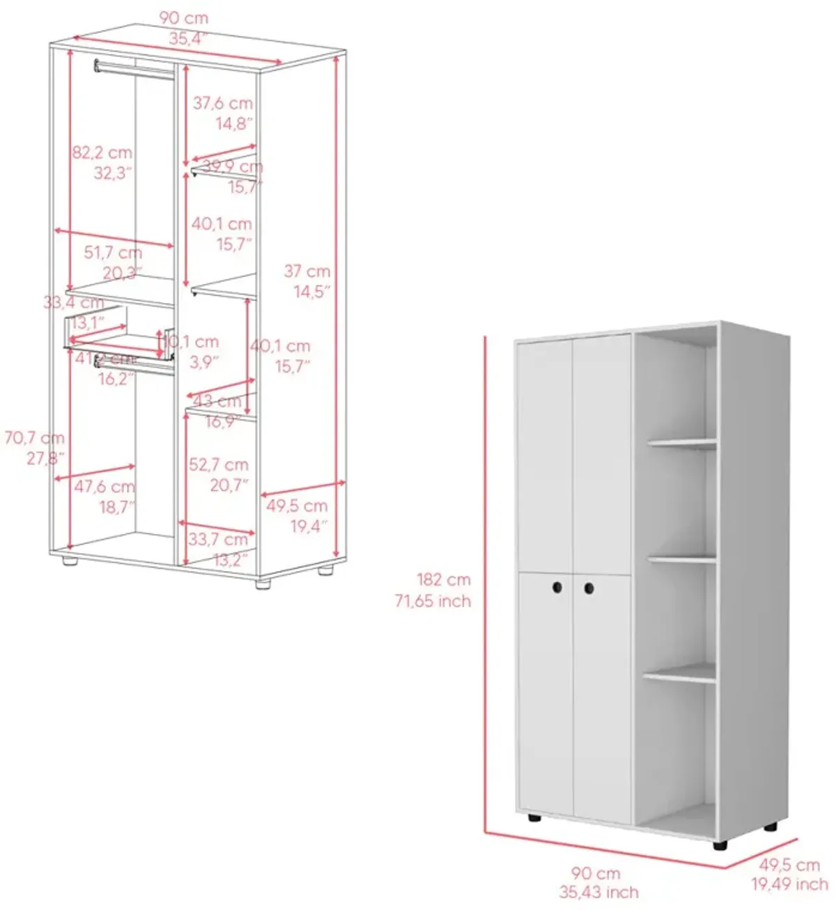 Armoire Boise, Bedroom, White