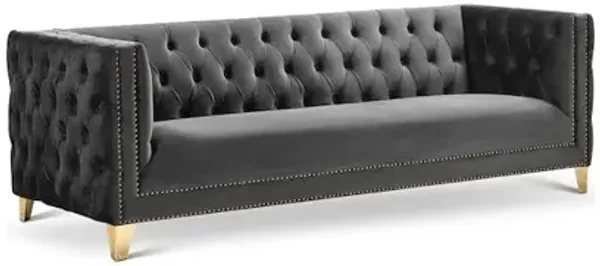 Meridian Furniture Michelle Grey Velvet Sofa