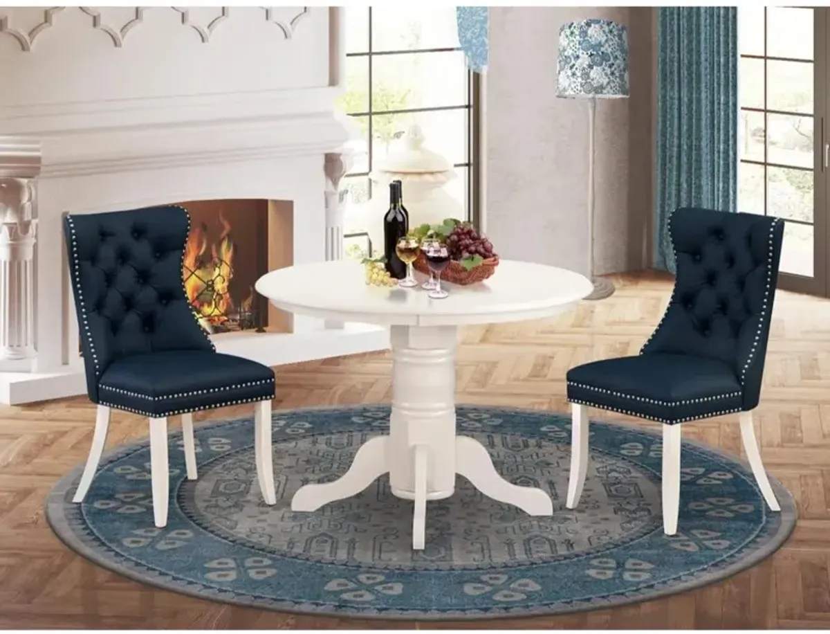 3 Piece Modern Dining Table Set Consists of a Round Kitchen Table with Pedestal