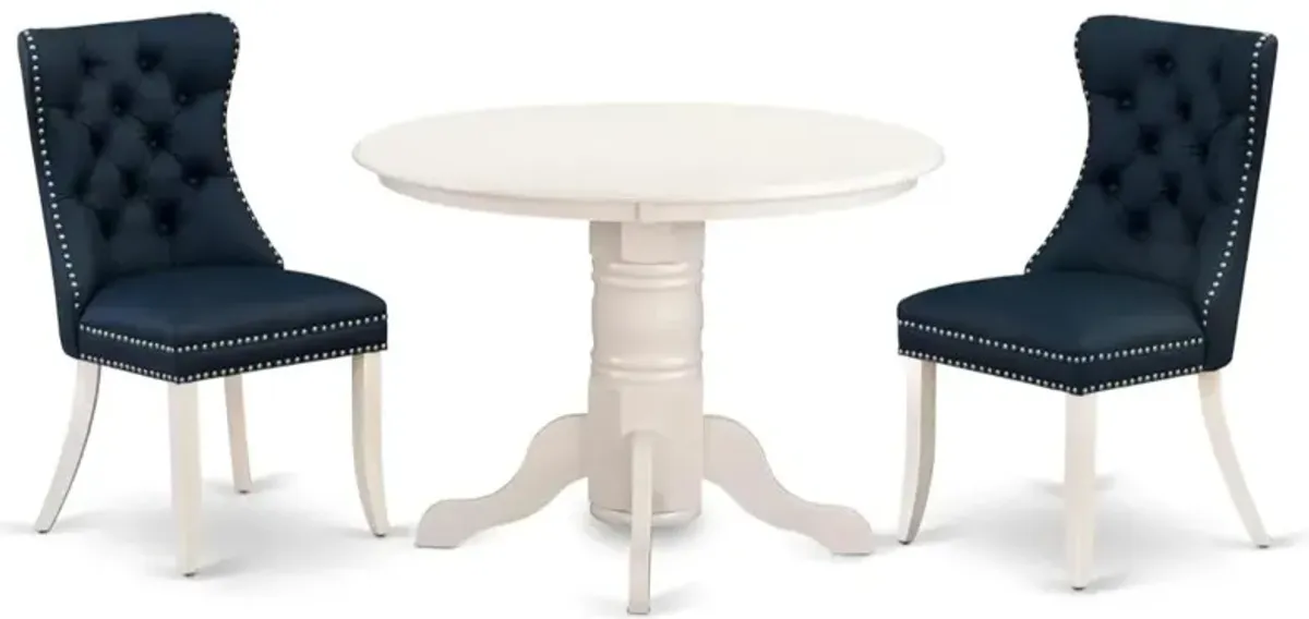 3 Piece Modern Dining Table Set Consists of a Round Kitchen Table with Pedestal