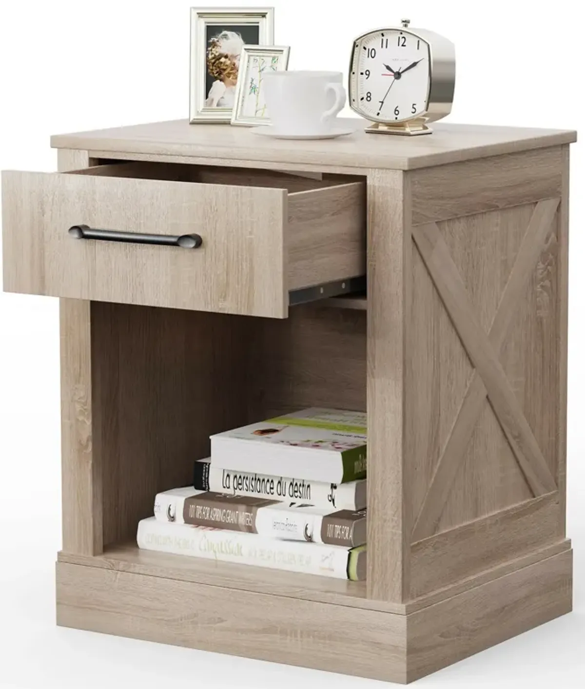 Compact Nightstand with Drawer and Shelf