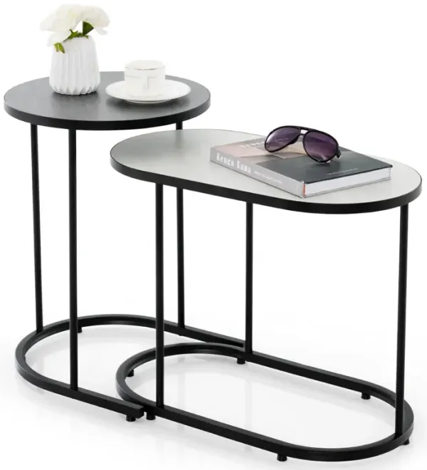 2-in-1 Design Faux Marble Top Tea Table