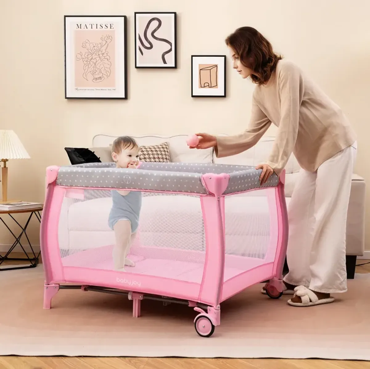 Portable Foldable Baby Playard Nursery Center with Changing Station