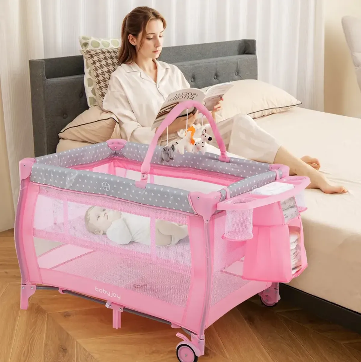 Portable Foldable Baby Playard Nursery Center with Changing Station