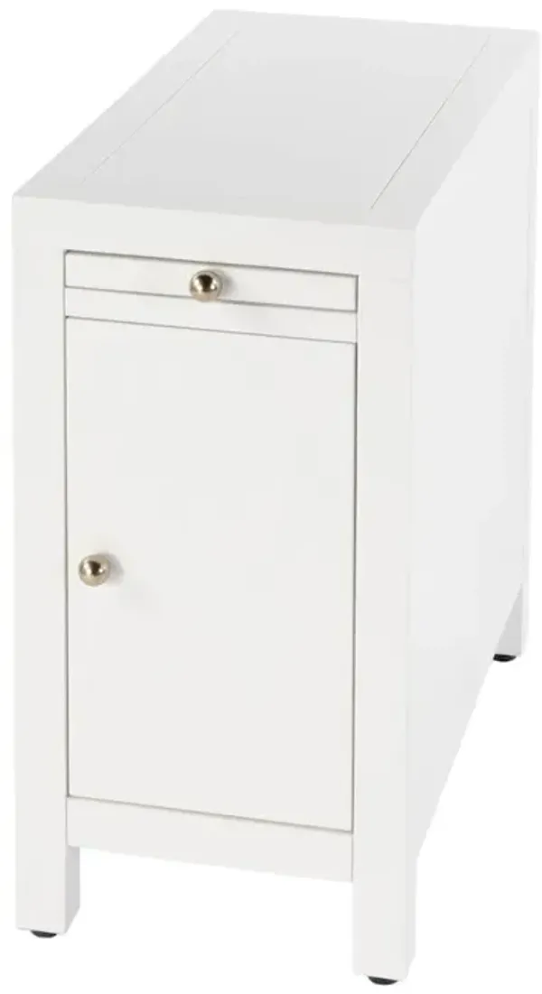 Butler Specialty Nora 12 in. W Rectangular Wood 1 Door Narrow End Table with Pull-Out Tray, White