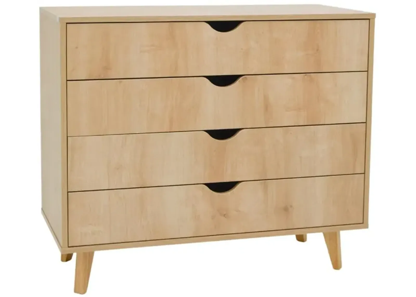 Falkk Furniture 4-Drawer Dresser – Modern Dresser for Bedroom – Chest of Drawers – Oak