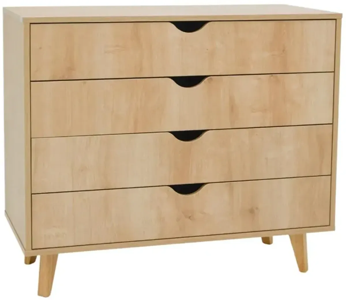 Falkk Furniture 4-Drawer Dresser – Modern Dresser for Bedroom – Chest of Drawers – Oak