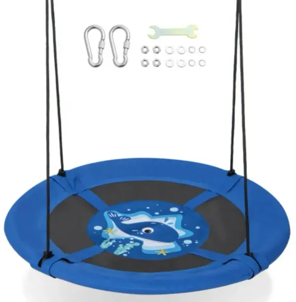 Hivvago 40 Inches Saucer Tree Swing with Adjustable Hanging Ropes and 900D Oxford Fabric