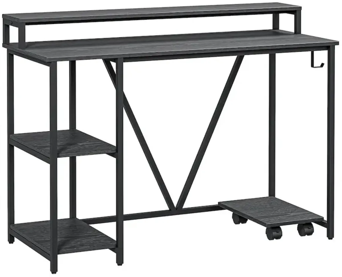 Techni Mobili Industrial Writing Desk, Black