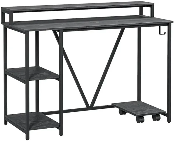 Techni Mobili Industrial Writing Desk, Black