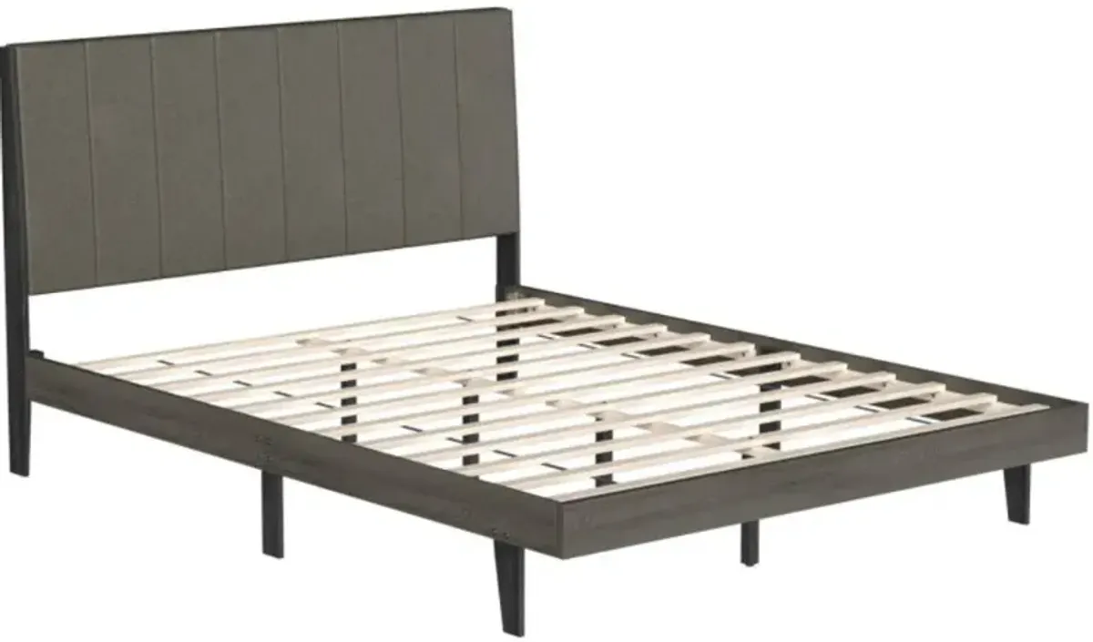 Hivvago Queen Size Upholstered Bed Frame with Tufted Headboard