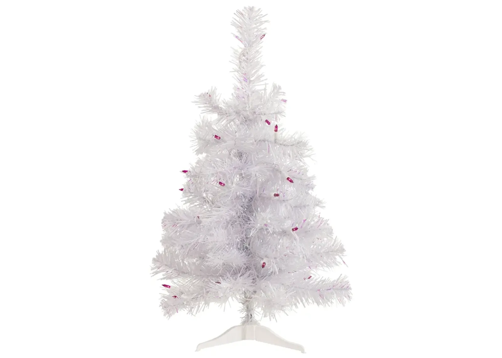 2' Pre-lit Rockport White Pine Artificial Christmas Tree  Pink Lights