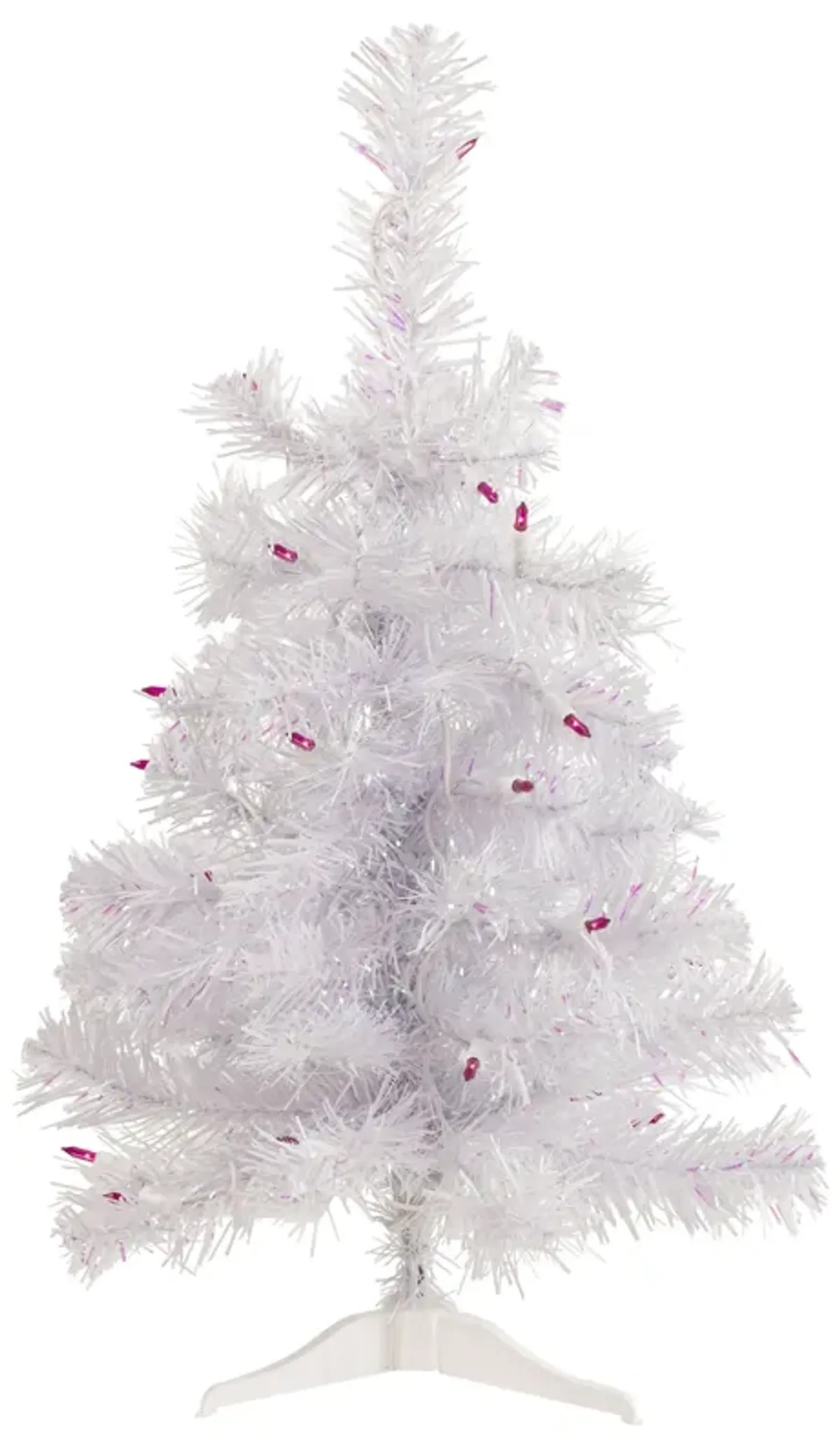 2' Pre-lit Rockport White Pine Artificial Christmas Tree  Pink Lights