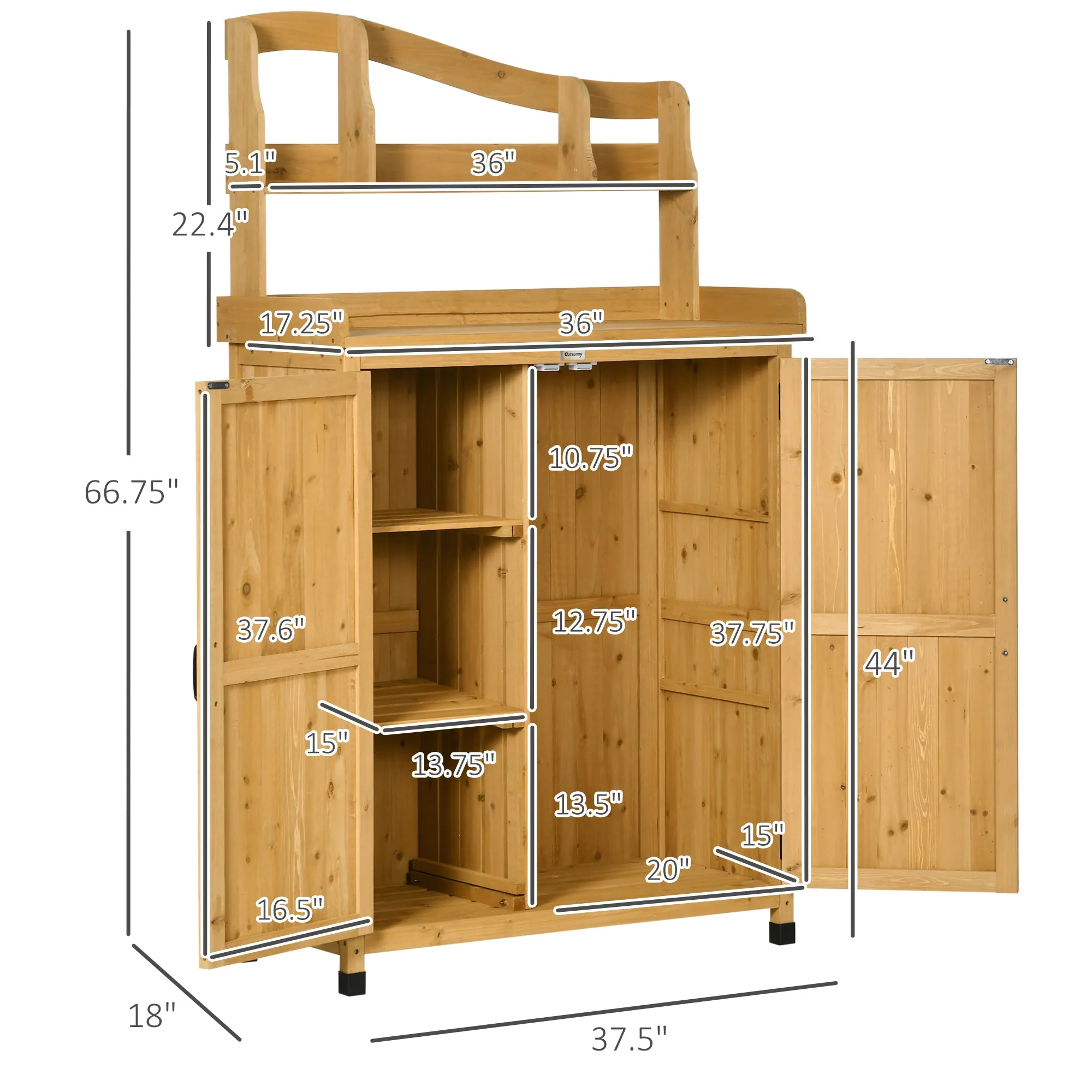 Yellow Gardening Station: Outdoor Storage Cabinet & Potting Table