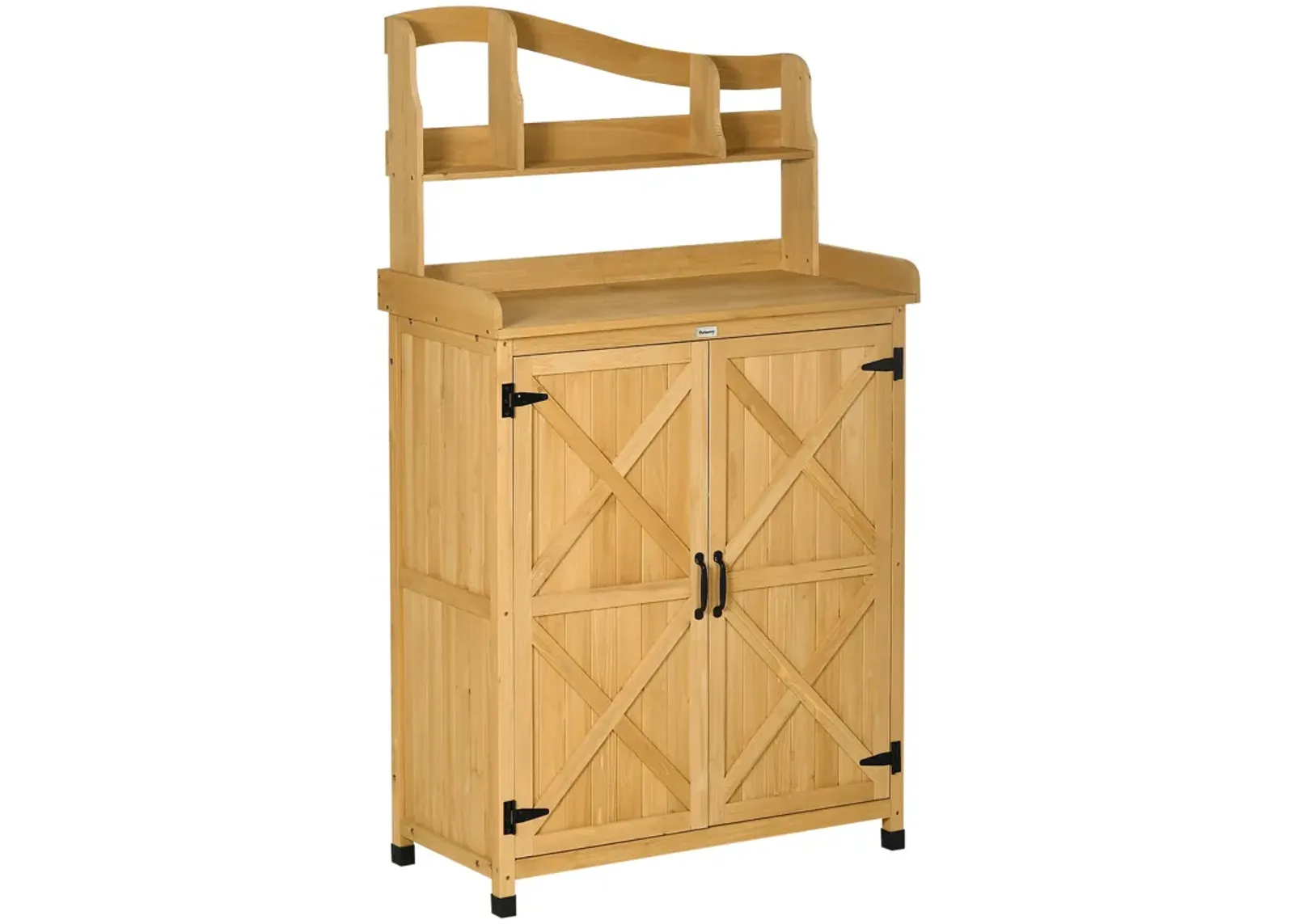 Yellow Gardening Station: Outdoor Storage Cabinet & Potting Table