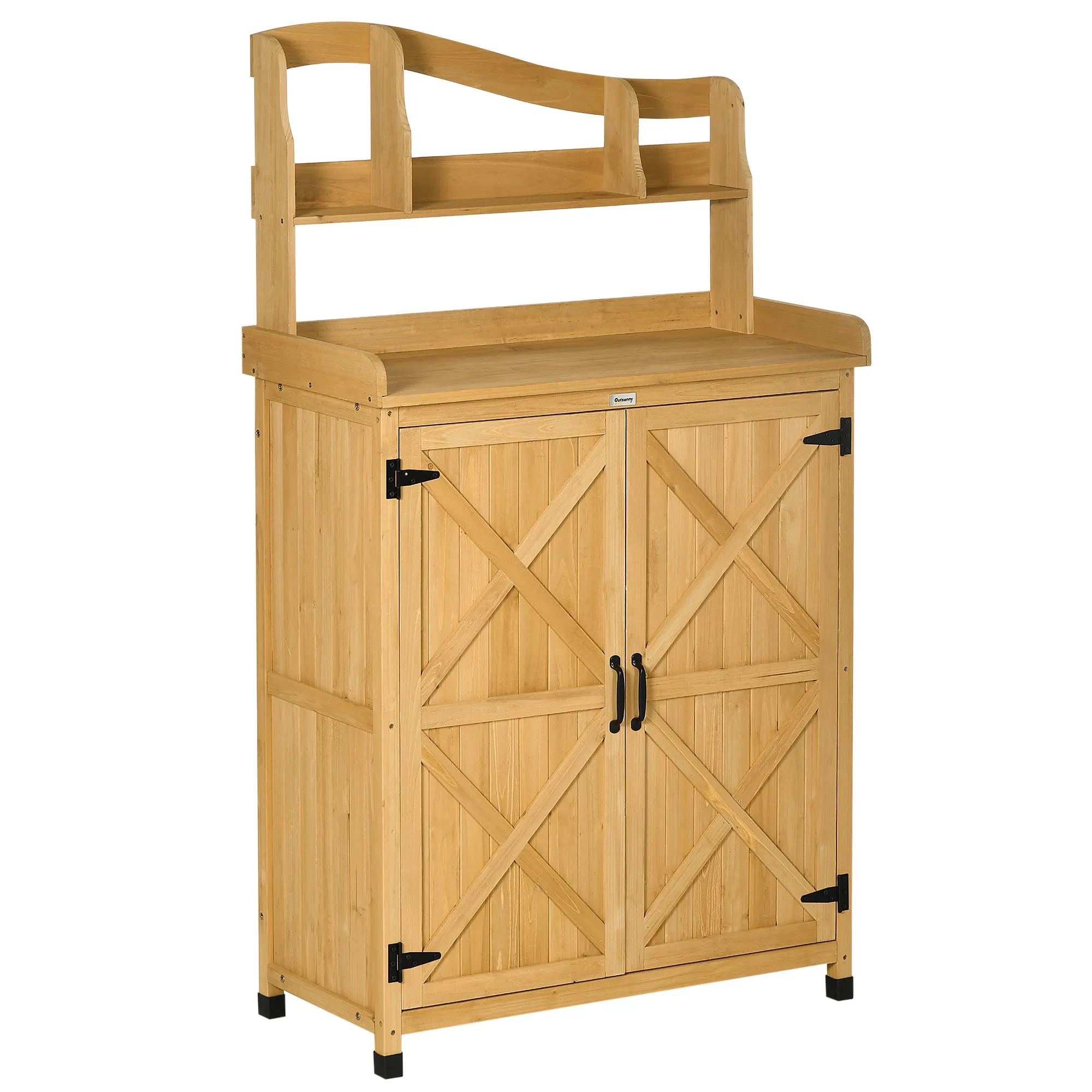 Yellow Gardening Station: Outdoor Storage Cabinet & Potting Table