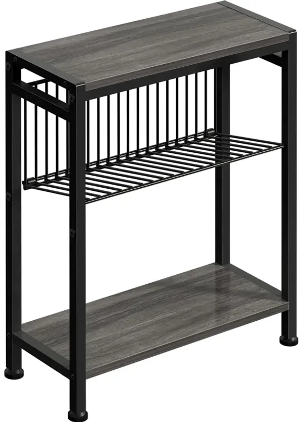 Small End Table for Small Space, 3-Tier Narrow Side Table with Magazine Holder,Small Nightstand, Skinny Snack Couch Table in Liv