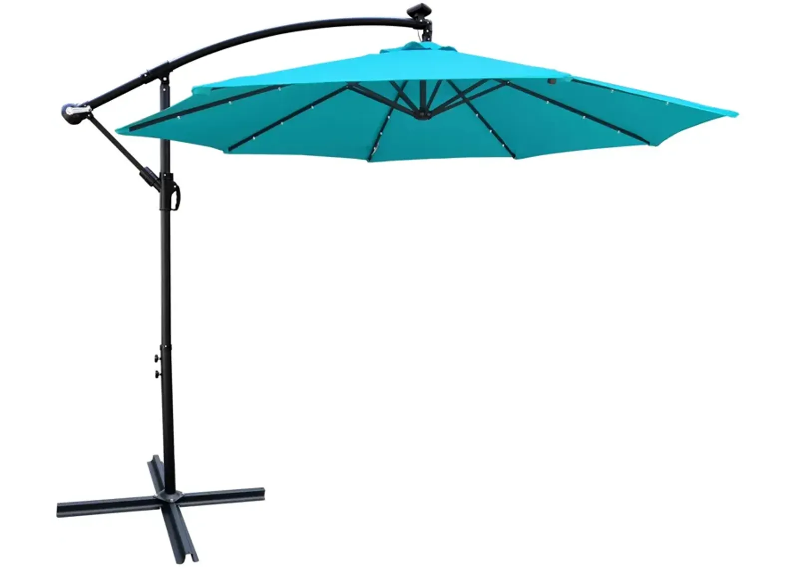 10 FT Outdoor Patio Umbrella Solar Powered LED Lighted Sun Shade Market Waterproof 8 Ribs