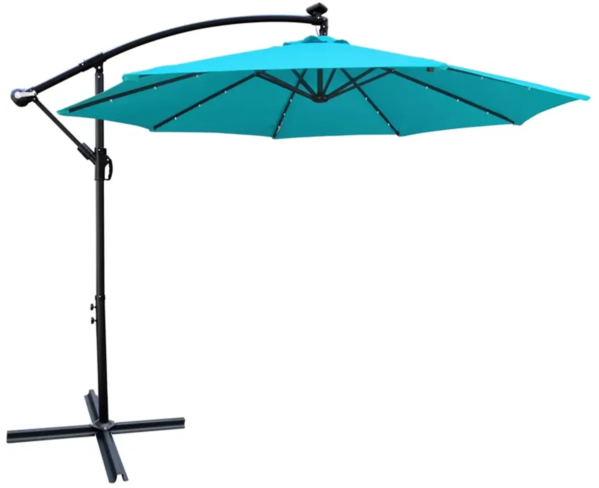 10 FT Outdoor Patio Umbrella Solar Powered LED Lighted Sun Shade Market Waterproof 8 Ribs