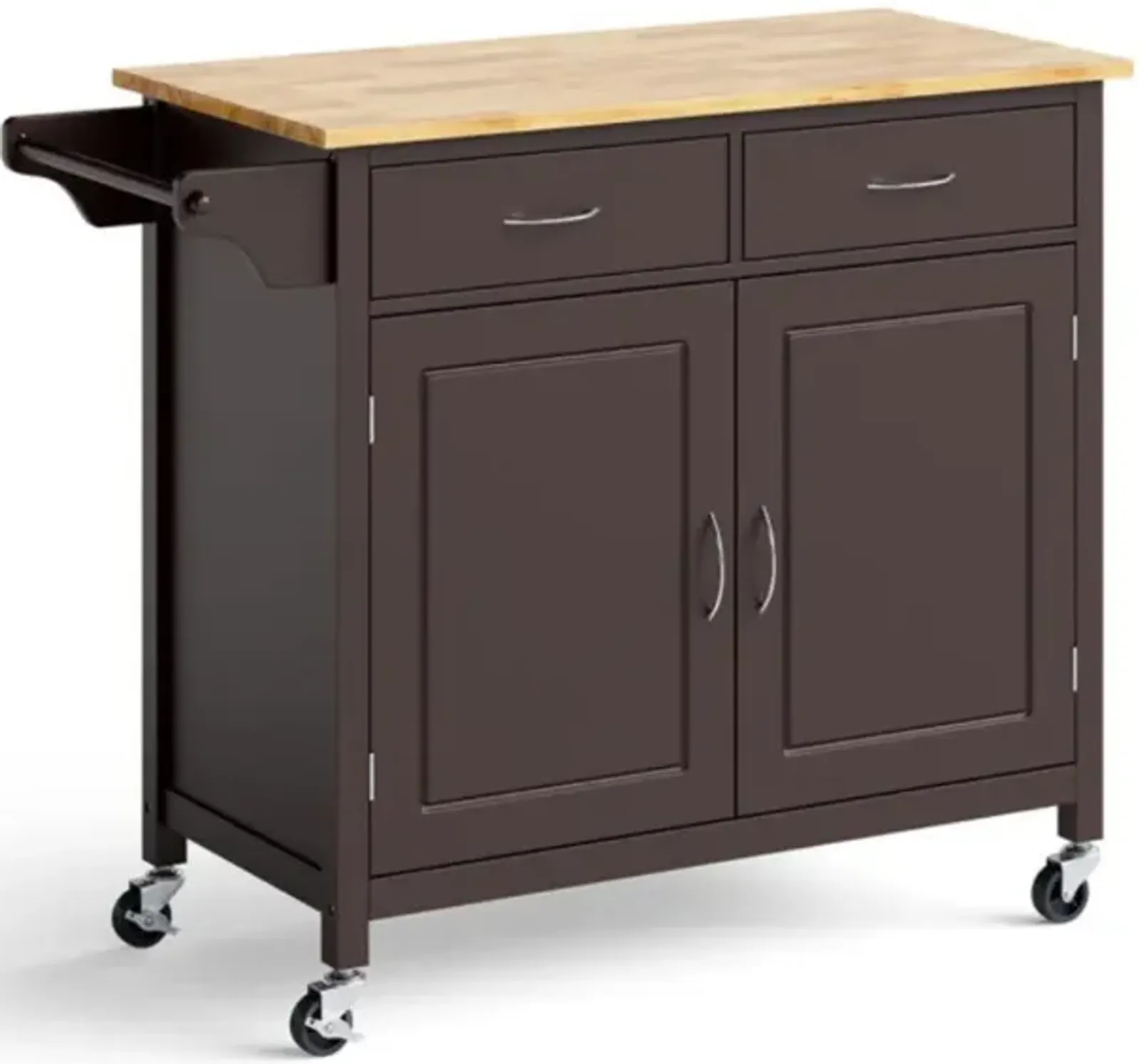 Hivvago Modern Rolling Kitchen Cart Island with Wooden Top