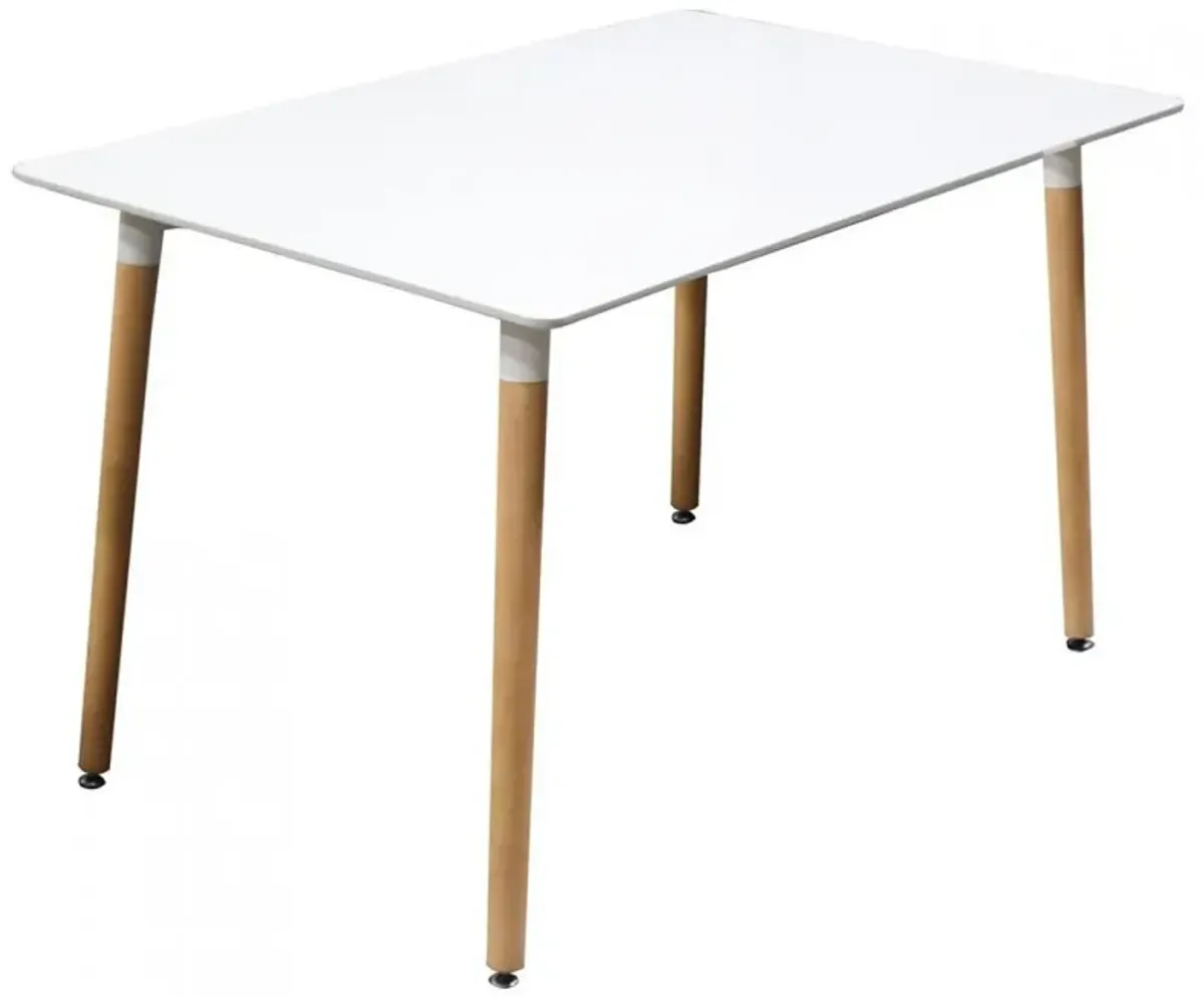 Best Master Mirage Modern Solid Wood Dining Table in White