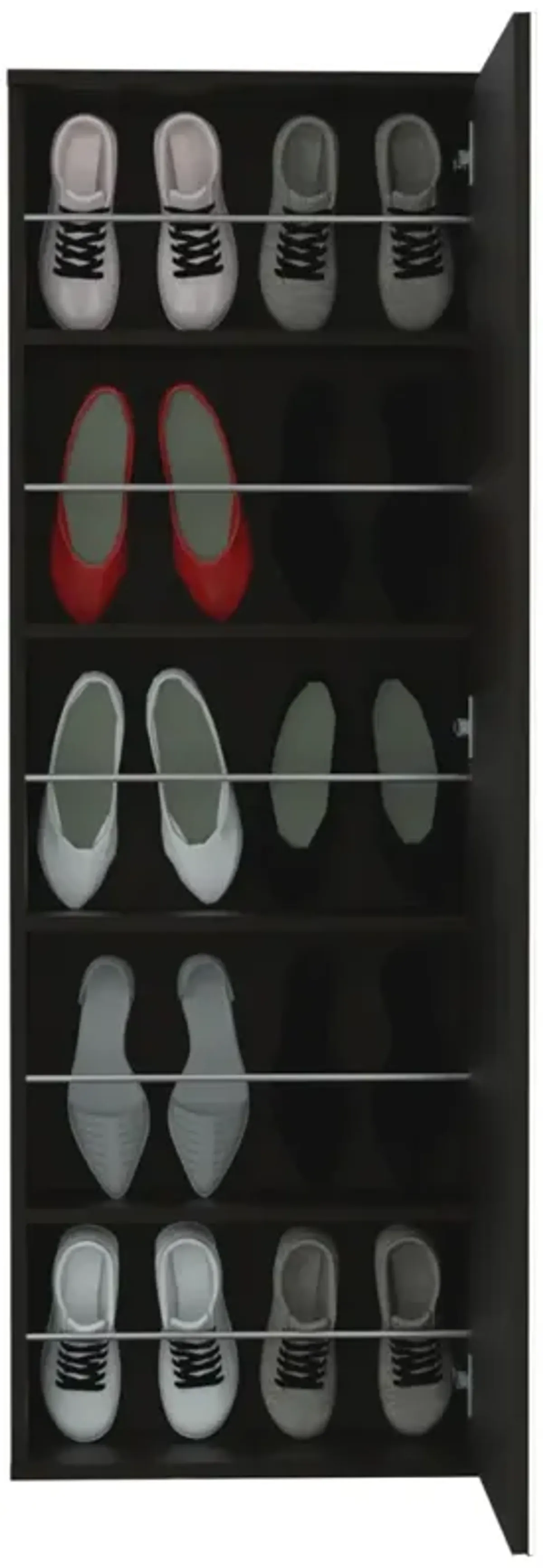 Leto Wall Mounted Shoe Rack With Mirror, Single Door, Capacity For Ten Shoes