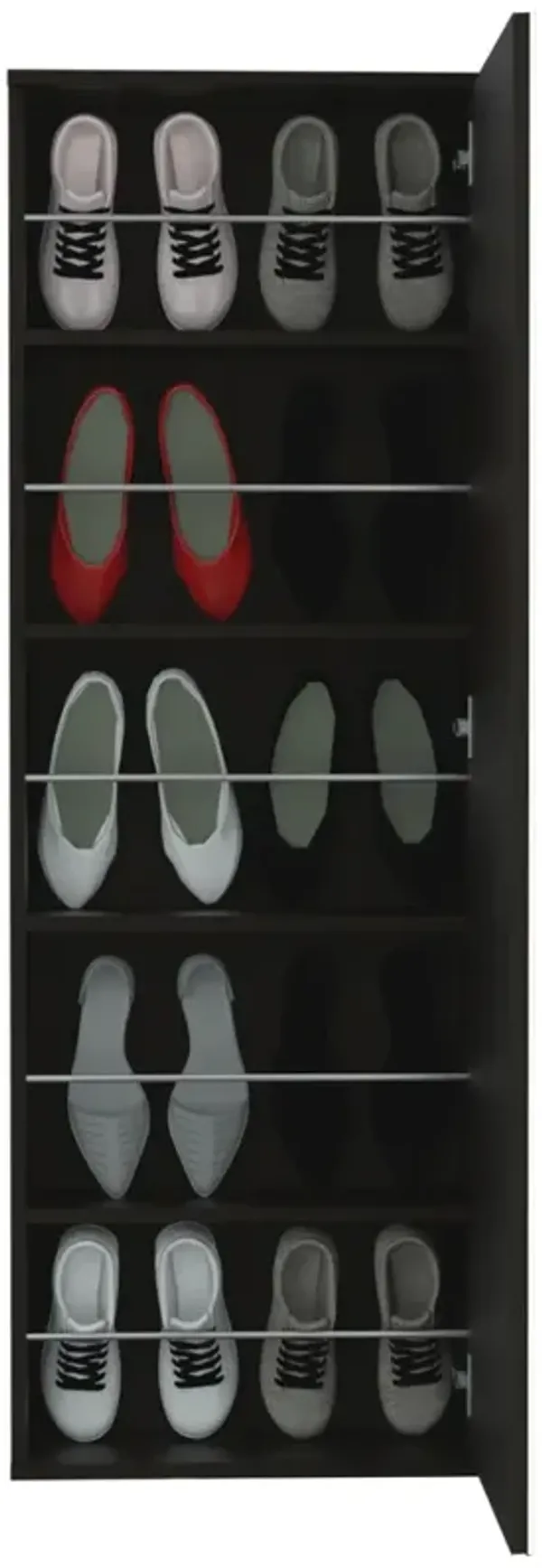 Leto Wall Mounted Shoe Rack With Mirror, Single Door, Capacity For Ten Shoes