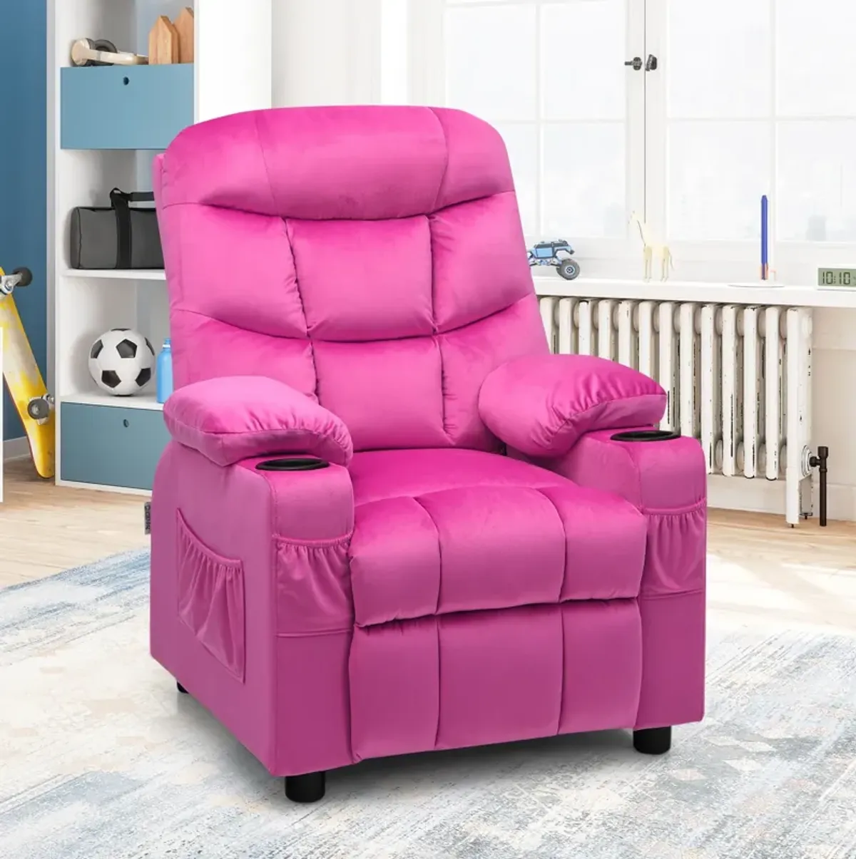 Kids Recliner Chair with Cup Holder and Footrest for Children