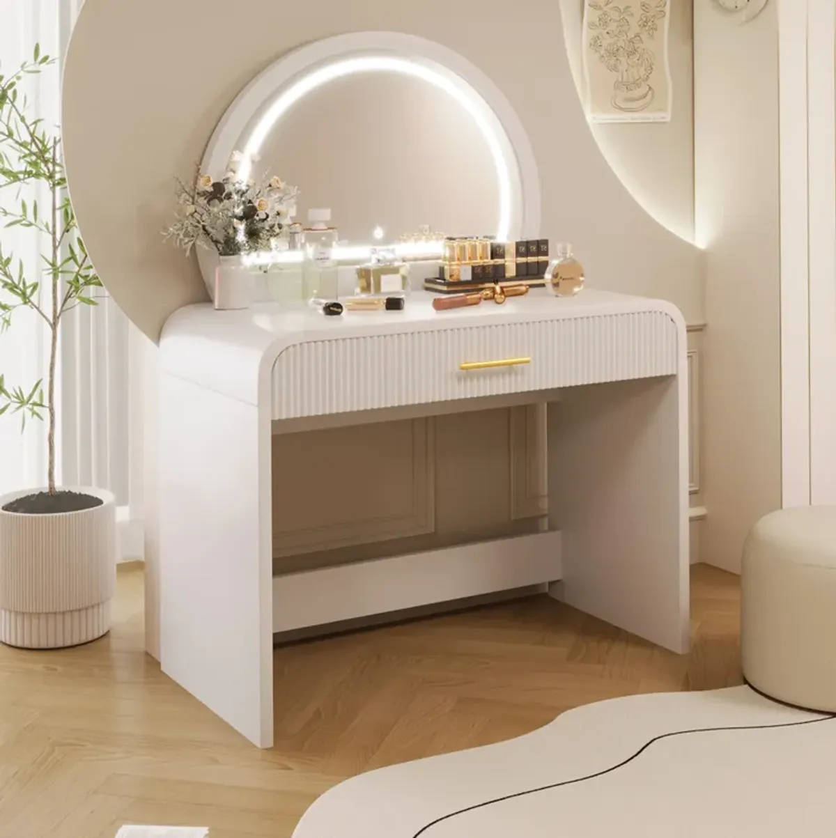 Merax Makeup Vanity Table with Touch Screen Lighted Mirror