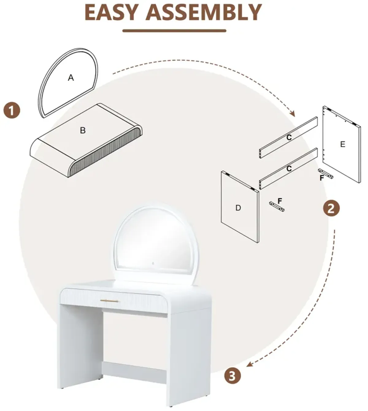 Merax Makeup Vanity Table with Touch Screen Lighted Mirror